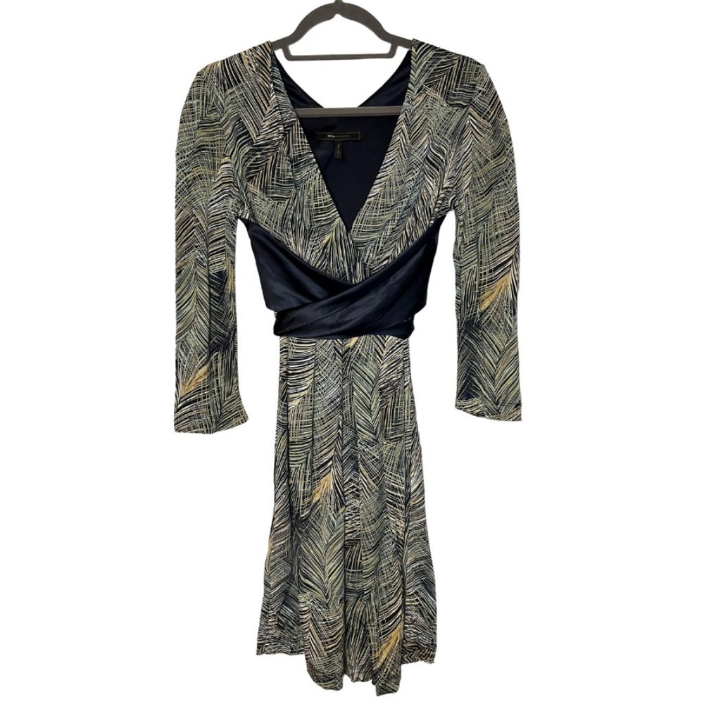 BCBGMAXAZRIA Short Navy Blue Multi-Color Dress - Size XS